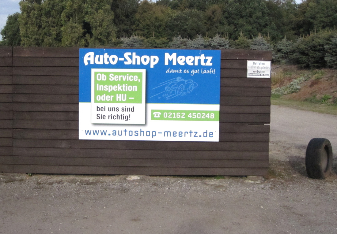 Werbeschild für Auto-Shop Meertz aus Viersen-Dülken