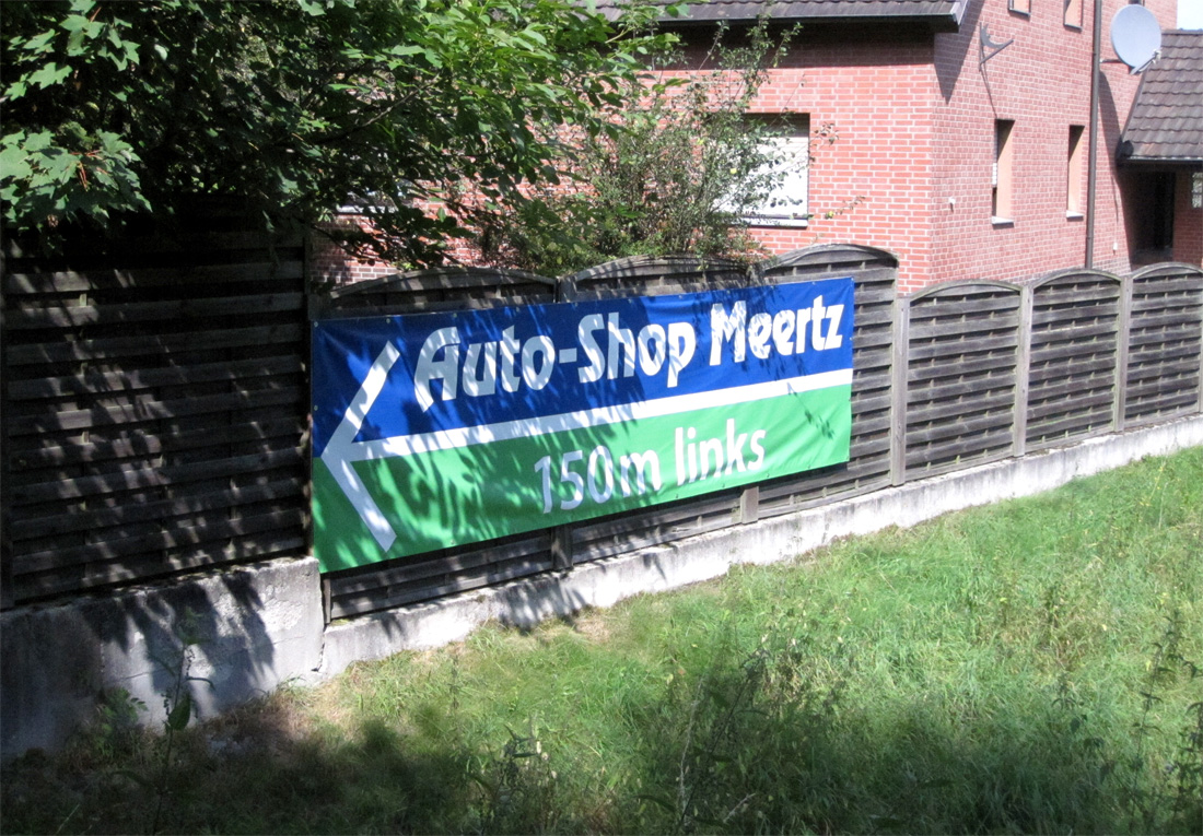 Banner bzw. Straßenbanner für Auto-Shop-Meertz aus Viersen-Dülken