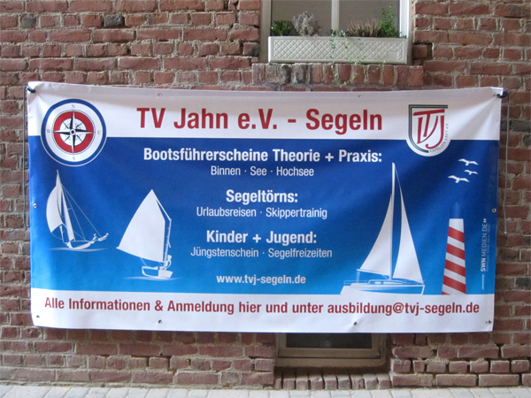 Aktionsbanner für die Segelabteilung des TV Jahn Kapellen aus Grevenbroich-Kapellen