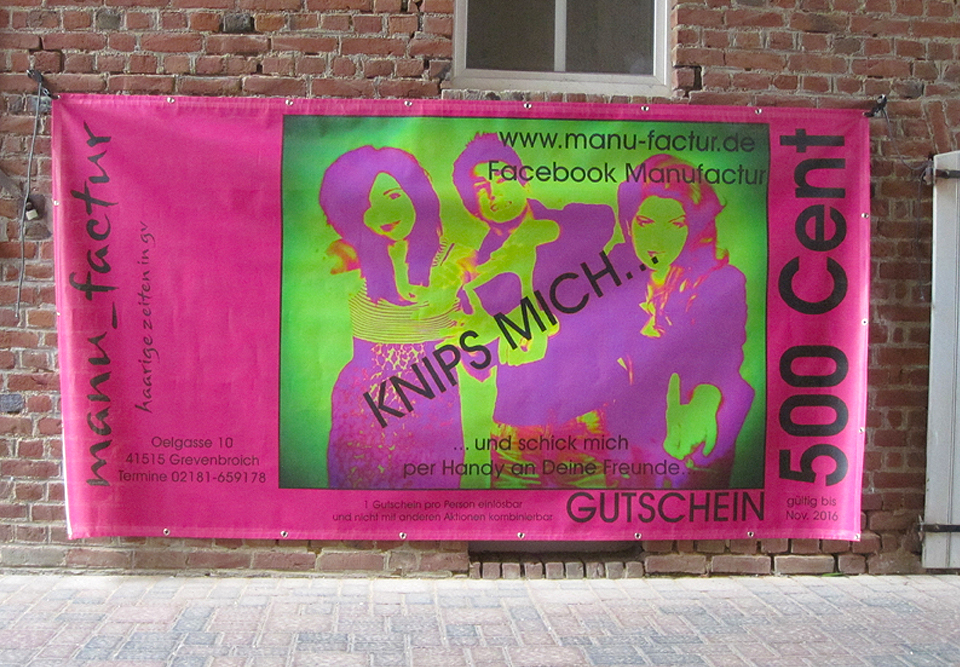 Meshbanner als Aktionsbanner für manu_faktur in Grevenbroich